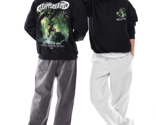 PRNT Earthbound eden front print and back print hood in black PRNT